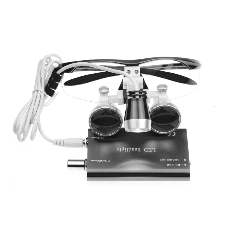 3.5 x 420mm Black Magnifying Glass with 3W LED Headlight for Surgical Lab Applications