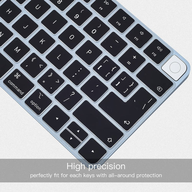 Ultra Thin Keyboard Cover for 2021 Newest Apple iMac 24 Inch Magic Keyboard with Touch ID A2449 Keyboard Cover Skin, 2021 iMac 24 Inch M1 Chip Magic Keyobard A2450 Keyboard Skin Accessories, Black