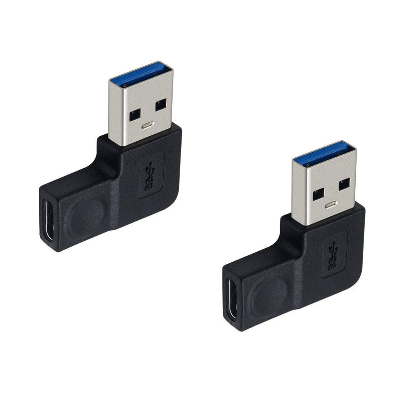 Duttek USB C to USB Adapter, USB C Female to USB Male Adapter, Left Angled 90 Degree USB 3.0 Male to USB C Adapter Compatible with Laptop, PC, Charger, Power Bank, Mini Pro Max, etc 2 Pack