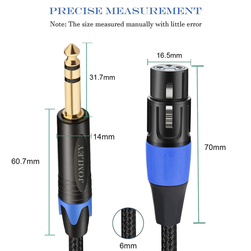[AUSTRALIA] - Female XLR to 1/4 inch (6.35mm) TRS Balanced Microphone Cable, Nylon Braid 3-Pin XLR Female to Quarter inch TRS Male Interconnect Patch Cable - 10ft 10ft(3m) 