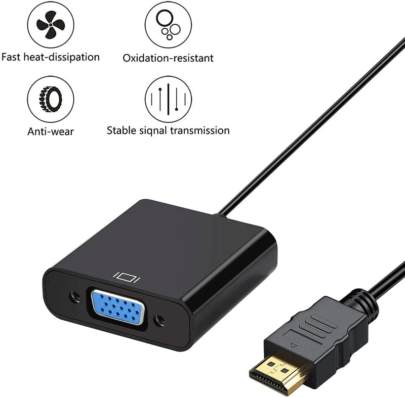 HDMI to VGA Adapter 10 Pack, Gold-Plated HDMI to VGA Converter (Male to Female), Compatible for Computer, Laptop, PC, Monitor, Projector, HDTV, Chromebook, Raspberry Pi, Roku, Xbox and More