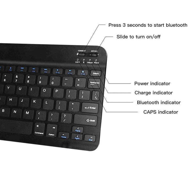 XIWMIX Ultra-Slim Wireless Bluetooth Keyboard - Universal Rechargeable Bluetooth Keyboard Compatible with iPad Pro/iPad Air/iPad 9.7/iPad 10.2/iPad Mini and Other iOS Android Windows Devices black