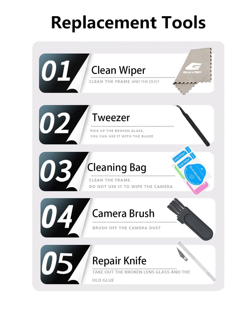 Camera Lens Glass Replacement for iPhone 13 Pro Max and 13 Pro, GVKVGIH Back Camera Glass Lens Replacement with Pre-Installed Adhesive,Repair Tool Kit and Installation Manual