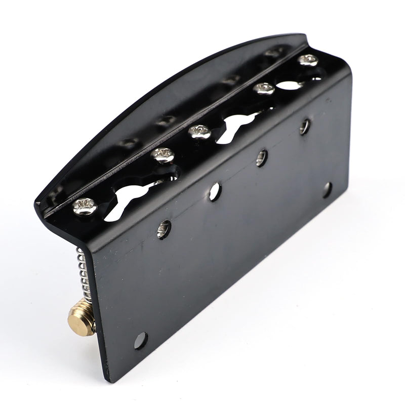 [AUSTRALIA] - 5 String Electric Bass Guitar Bridge Brass Saddles Stainless Steel Plate 19mm(3/4") Fixed Hardtail Bridge Compatible with Vintage style Jazz Precision Bass Bridge Replacement Parts Black 5 String 