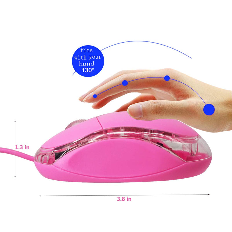 Pink Mini Mouse Computer Mouse Ergonomic Mouse with 1.5M Cable USB Mouse for Laptop PC Desktop mice Compatible with Windows Linux Mac fit for Office Business Home Kids and Lady by SOONGO Pink