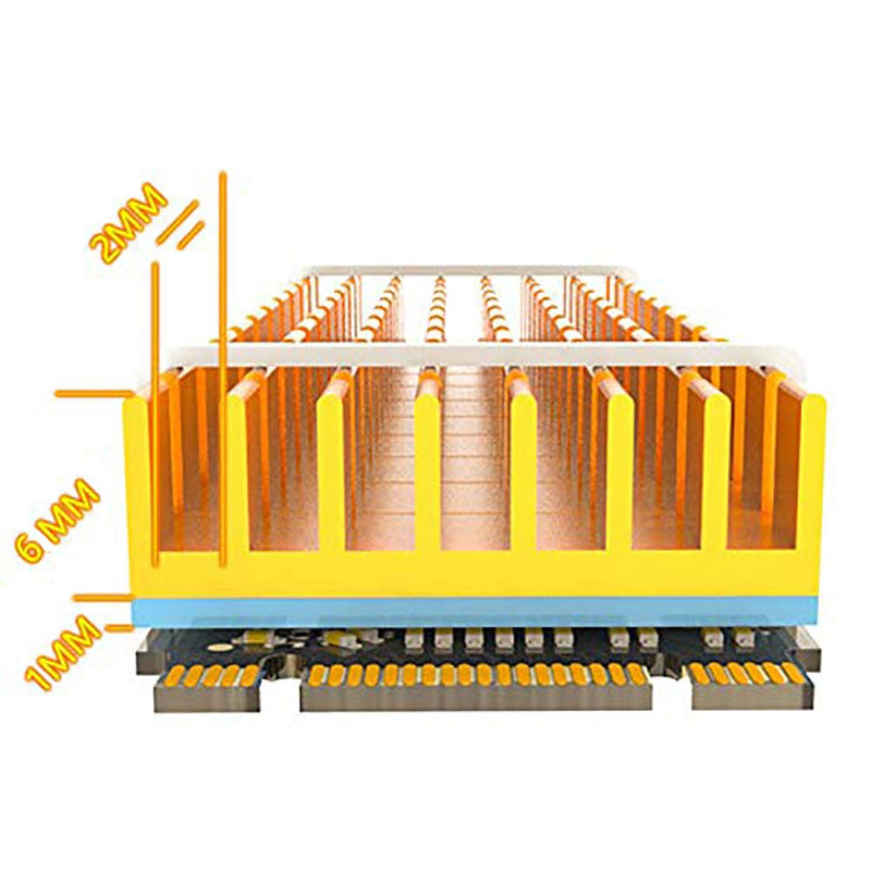 M.2 SSD Heatsink with Thermal Conductive Adhesive Film Anti Thermal Bleed Heatsink Heatsink CPU IC Chip Circuit Board for LED Amplifier Aluminum 70mm×22mm×6mm (2pcs, Gold)