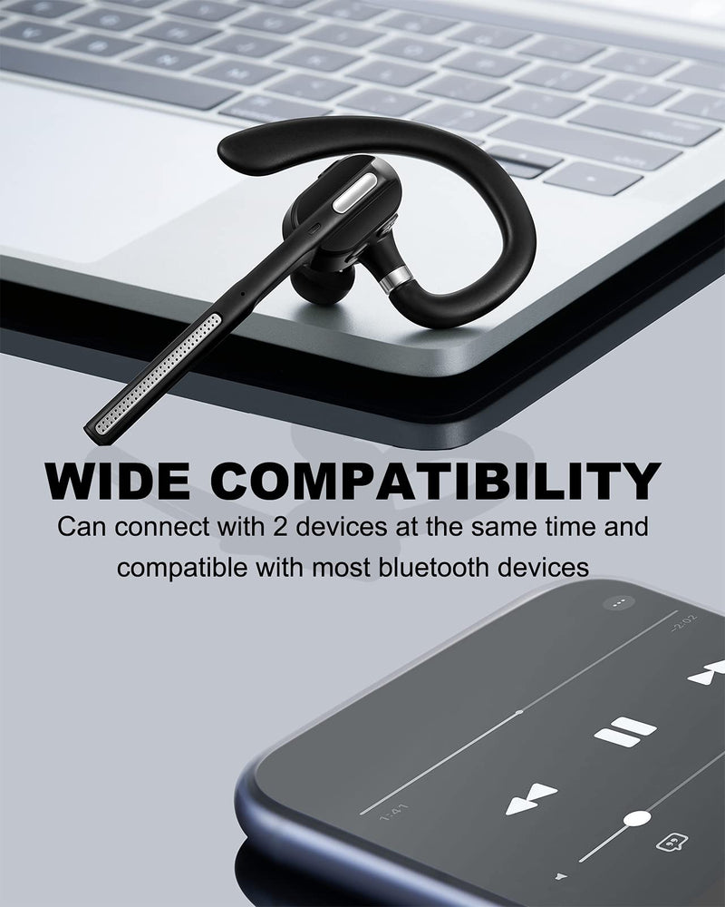 [AUSTRALIA] - Bluetooth Headset V5.1, Wireless Headset with Battery Display Charging Case, Bluetooth Earpiece with Noise Canceling Mic for Driving, Office, Business, Compatible with Cell Phone and PC 