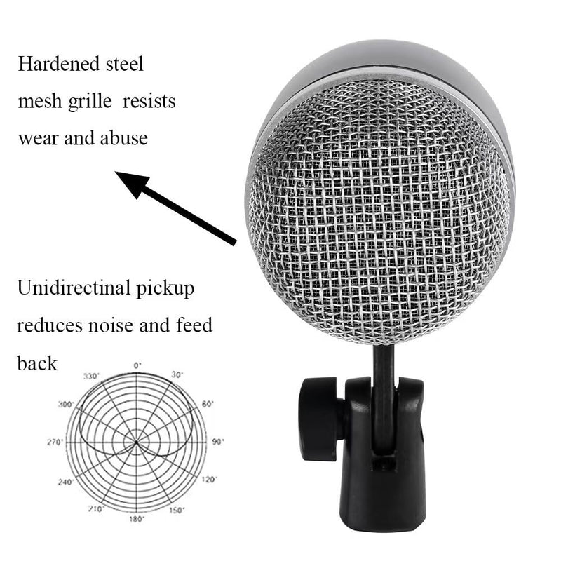 High Sensitivity Kick Drum Microphone with Dynamic Pick Up Pattern,Swivel Adjustable Tom Microphone with Durable Steel Mesh Grille