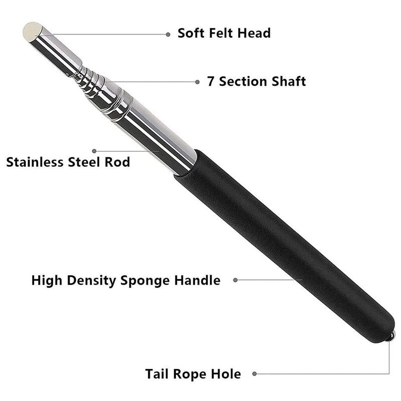 VOVIGGOL Telescopic Teacher Pointer Stick with Hand Lanyard, Teaching Pointer for Classroom, Hand Pointer Extendable Pointer Stick Retractable Pointer Handheld Whiteboard Pointer (Black) Black