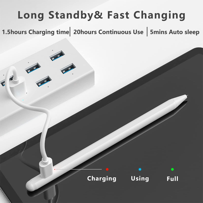 Stylus Pen for iPad with Palm Rejection, XIRON Active Pencil Compatible with (2018-2022) Apple iPad Pro 11 & 12.9 inch, iPad 9th/8th/7th/6th Gen, iPad Air 5th/4th/3rd Gen,iPad Mini 6th/5th Gen A-White
