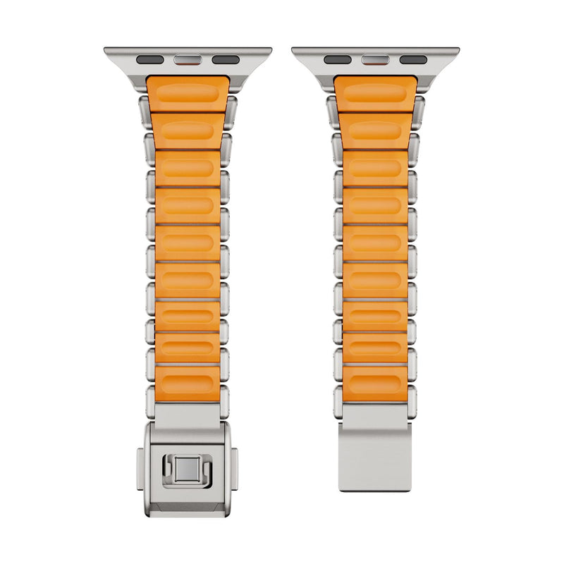 Magnetic Steel Band for Apple Watch 44/45/46/49mm, Titanium/Orange | Steel
