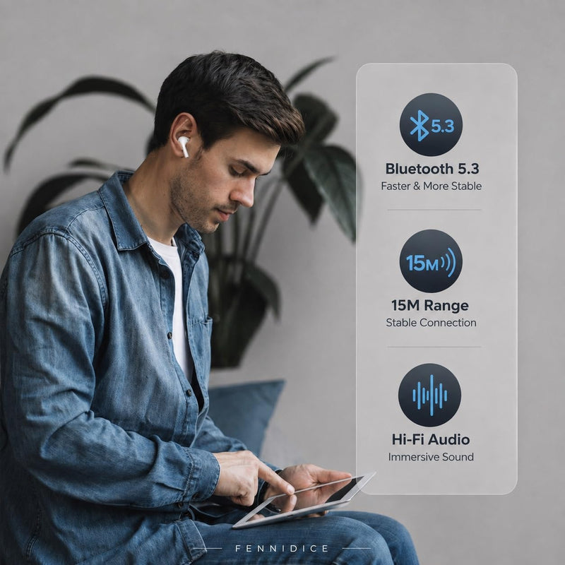 Wireless Earbuds Pro 3 with Hybrid ANC, Bluetooth 5.3 and 24H Playtime | Immersive Stereo Sound,ENC Clear Calls,IPX5 Water Resistant,Touch Control,Ear buds for Workouts,Compatible for iPhone/Android