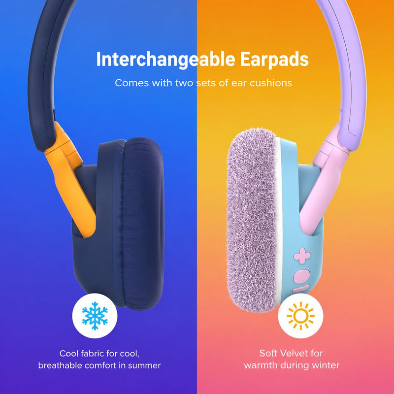 myFirst CareBuds Max Kids Headphones, Wireless & Wired Headphones for Kids | with Mic, Bluetooth, 85/94dB Volume Limit, 52H Playtime, Fast Charge, Dual Audio Sharing, on Ear Toddler Headphones Cotton Candy