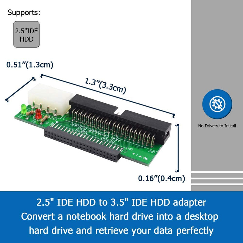 Laptop IDE to Desktop PC Adapter, 2.5 inch 44 Pin HDD Hard Disk Drive or SSD to 40 Pin 3.5 inch PATA Port Converter Card