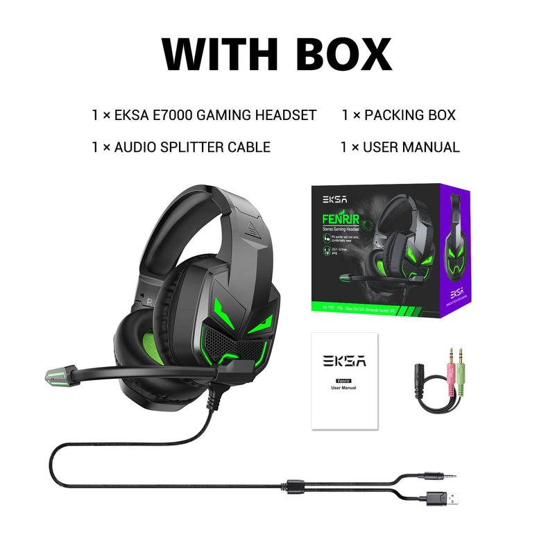 [AUSTRALIA] - EKSA Fenrir S Gaming Headset with Microphone, Noise Cancelling Mic, Comfortable Ear Pads, 50 mm Drivers, RGB Light, One Key Control, Gaming Headphones for PC, Xbox, PS4, PS5, Switch, Controller 