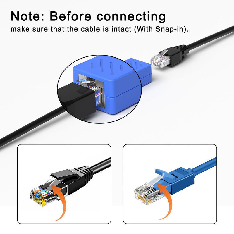 ZUZONG 30 PCS RJ45 Coupler, Ethernet Extender Connector in Line Coupler for Cat8/Cat7/Cat6/Cat5e/Cat5 Ethernet Cable Extender Adapter Female to Female (Blue)
