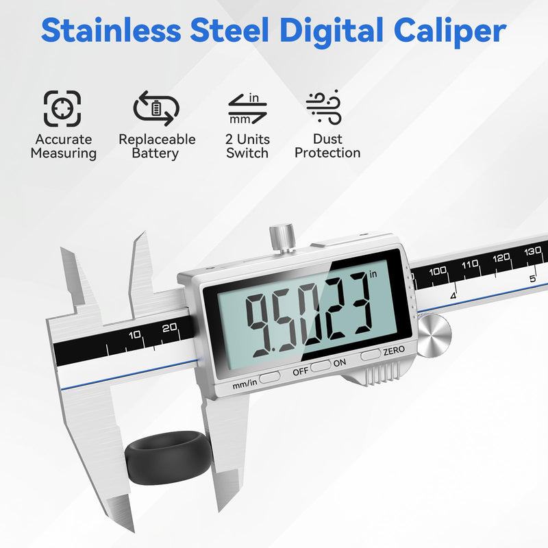 Housolution Digital Caliper, 12Inch Caliper Measuring Tool with Large LCD Screen, Inch/MM Switch, 4 Measuring Ways, Stainless Steel Micrometer Vernier Caliper with Splashproof Screen for Woodworkers 12inch/300mm