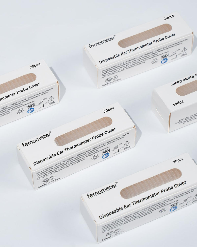 [AUSTRALIA] - femometer 100 Counts Ear Thermometer Probe Covers, Refill Caps, Lens Filters, BPA Free and Disposable Ear Thermometer Cover Caps 