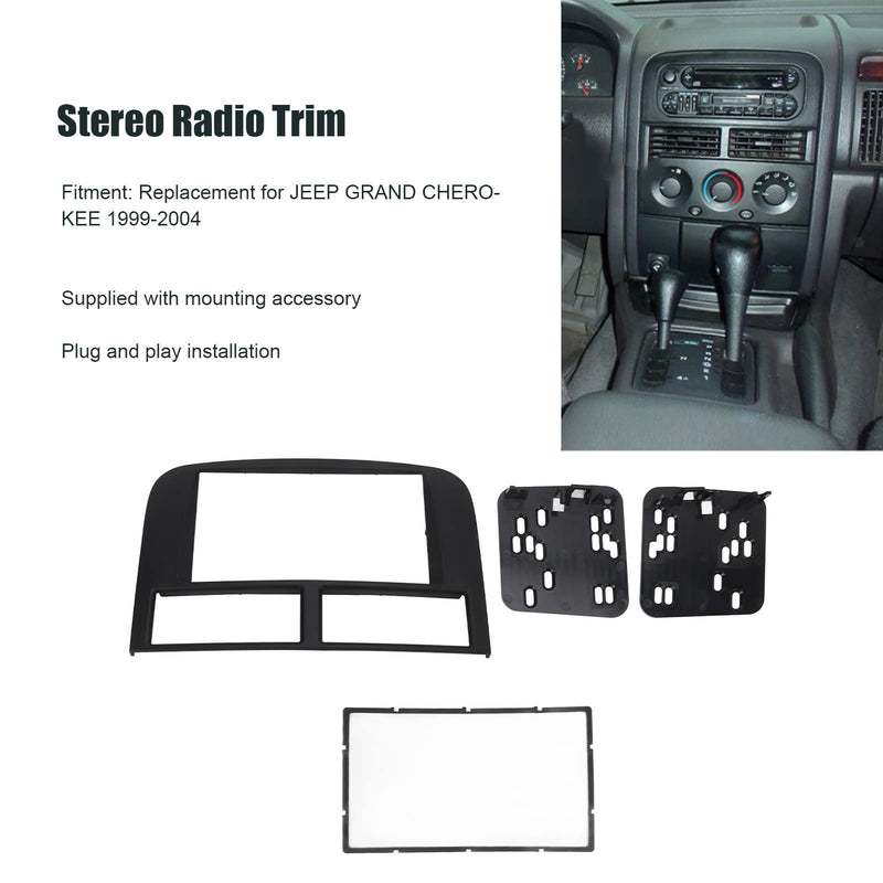 Qiilu Car Dashboard Trim Kit丨 Car Stereo Radio Panel丨Dashboard Installation Trim Kit 2 Din Stereo Radio Bezel Replacement for 1999 2004 Automotive Interior