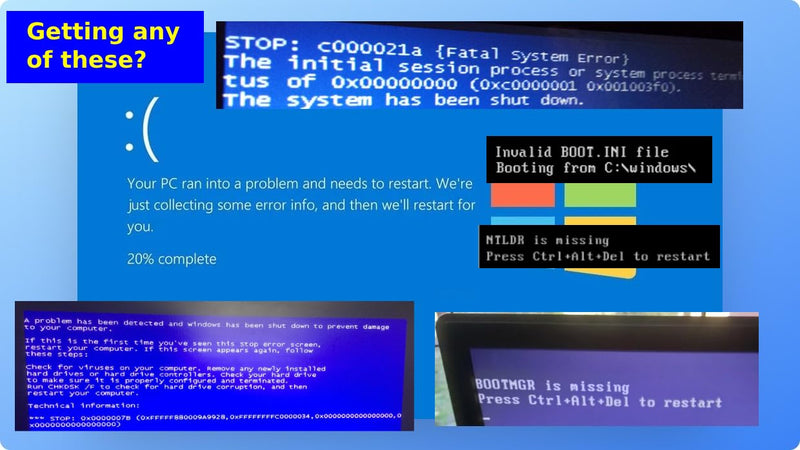 13-in-1 Windows Repair & Reinstall Bootable USB Toolkit | 64GB USB-A/USB-C toolkit for Windows 11/10/7/XP/2000, UEFI/Legacy boot, WinPE, drivers and password reset, no TPM required