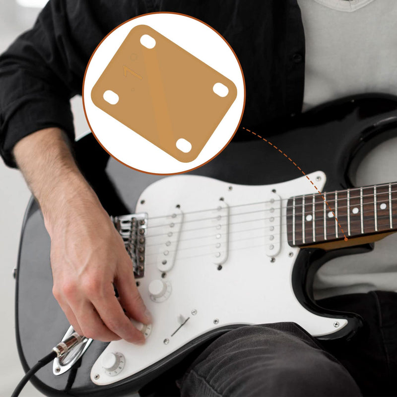 3pcs Guitar Neck Shims, Plastic Guitar Neck Plate for Guitar Neck Protection with 3 Taper 0.25°, 0.5° and 1° Guitar Neck Gasket for Bass Electric Guitar Neck Protection and Repair (Khaki)