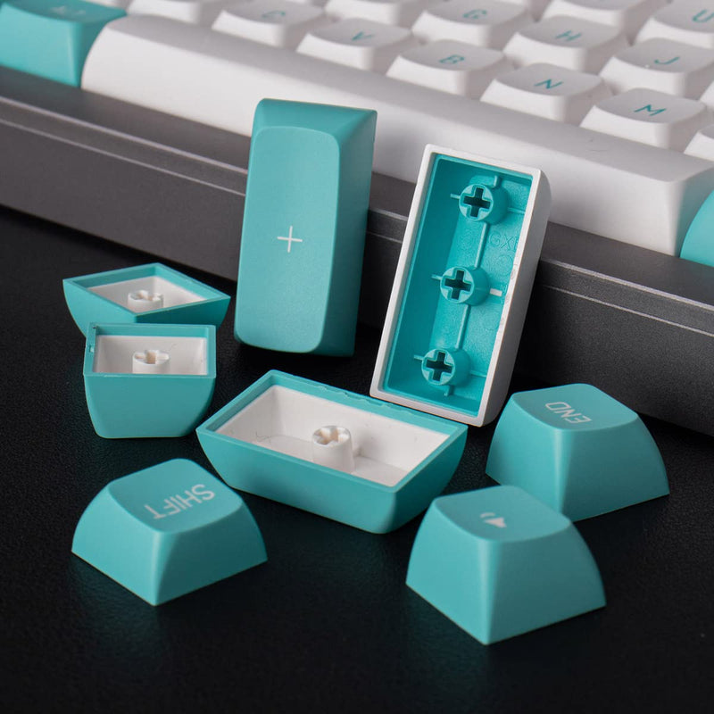 Mintcaps White Green Keycaps 150 Keys Doubleshot MSA Profile Custom Keycaps for 61/64/68/84/87 Mechanical Gaming Keyboard Light Green