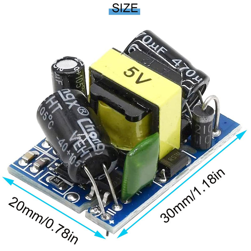 Youmile 5pcs AC-DC 5V 700mA 3.5W Buck Module Power Supply Buck Converter Step Down Module with Red and Black Cable 5V700mA (3.5W) old