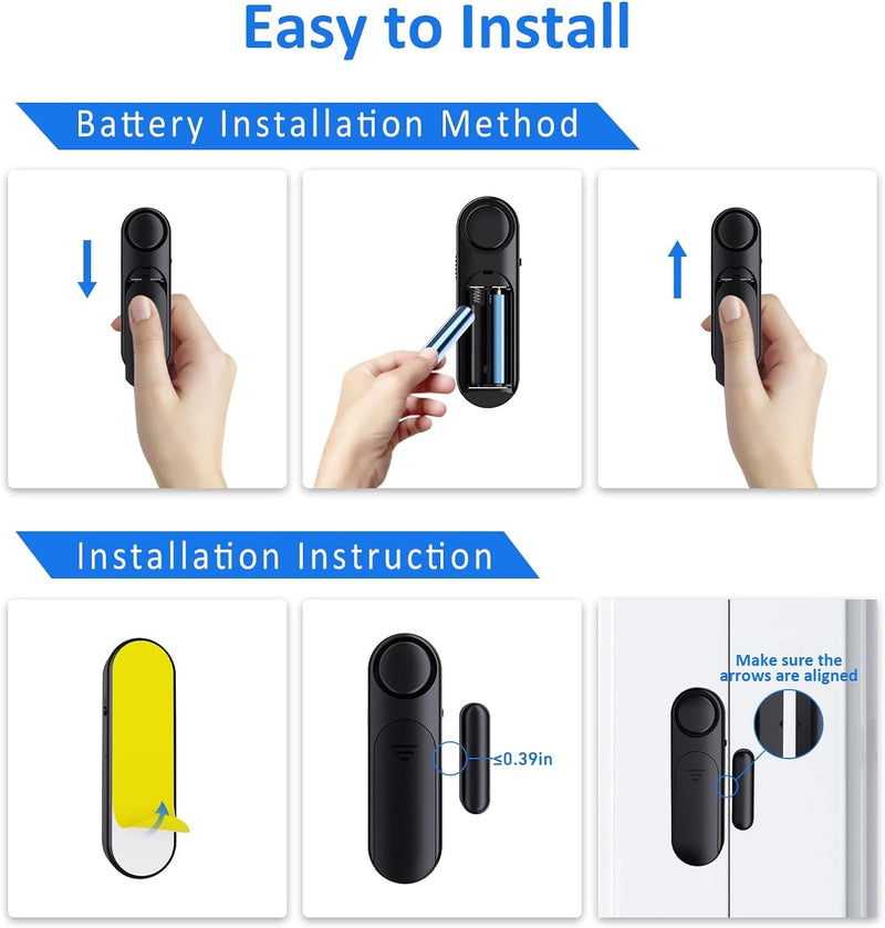 [AUSTRALIA] - 5-Pack Window Alarms for Home Security, 120dB Door and Window Open Sensor Chime for Kid Safety, Pool Safety, Sliding Door, DIY Protection, Easy Installation,Ideal for Home,Garage,Apartment,Black 