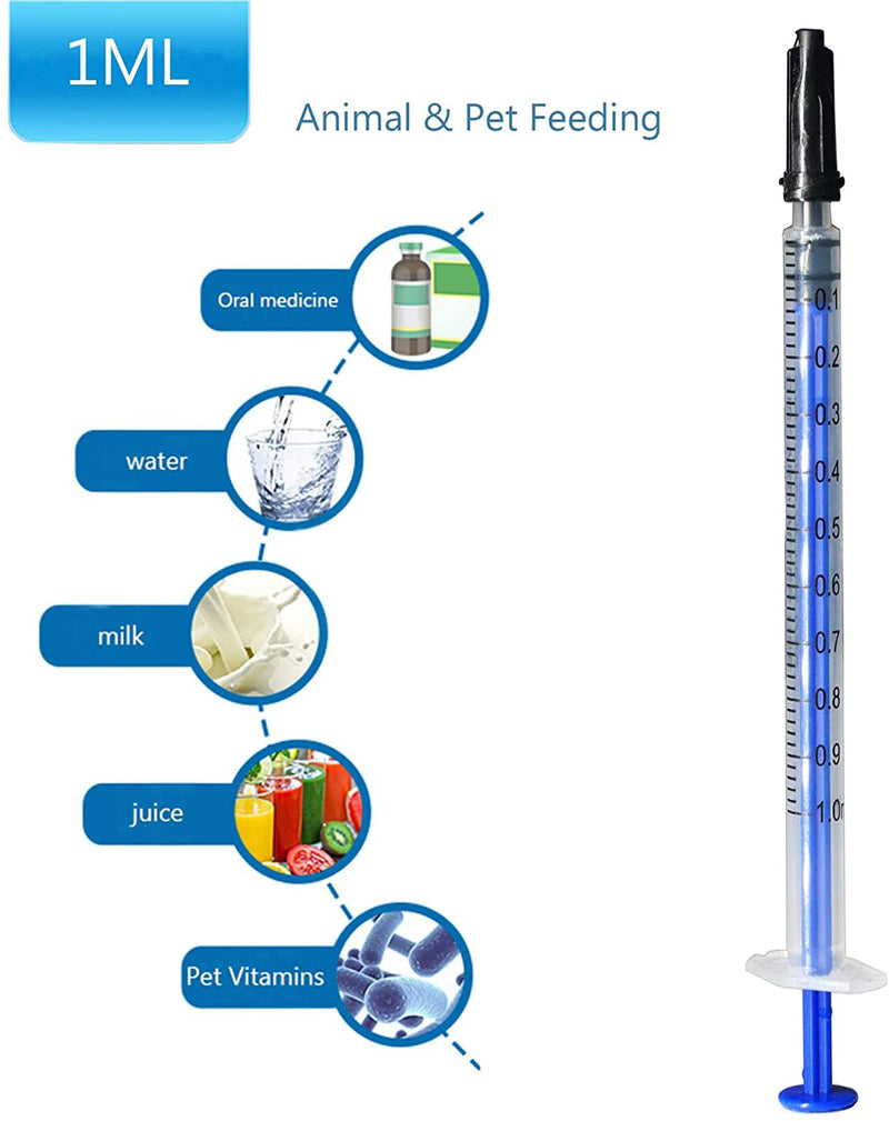[AUSTRALIA] - 50 Pieces 1ml Syringe with Cap, Individually Sealed 1cc Syringe with Luer Slip Tip without Needle for Refilling, Feeding Pets, Oral, Oil or Glue Applicator 