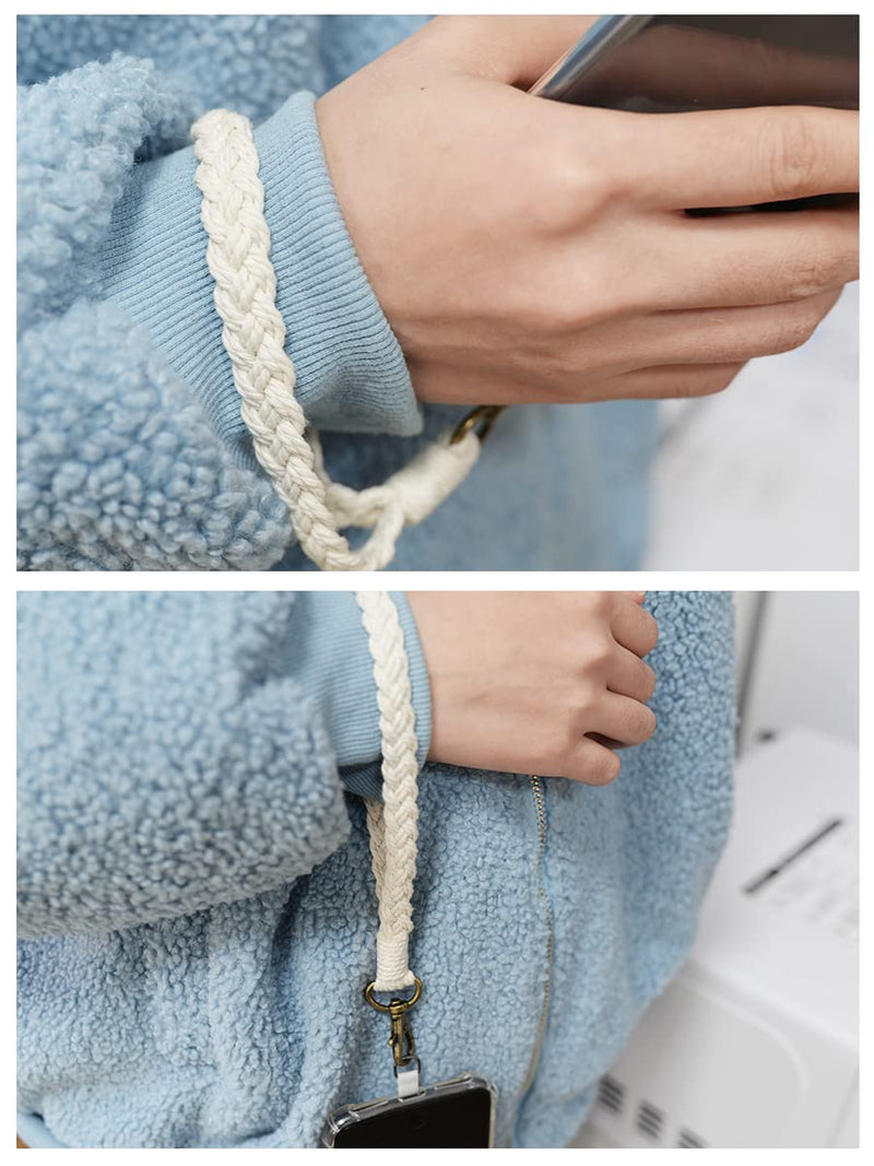 Boho Macrame Phone Wrist Strap, Cell Phone Lanyard with Tether Tab, Keychain Wristlet Charm, Anti-Loss Phone Chain Simple