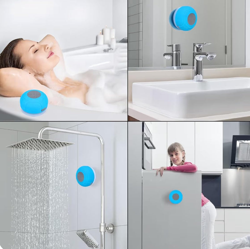 [AUSTRALIA] - IPX4 Waterproof Bluetooth Shower Speaker, Portable Wireless Speaker with Suction Cup, Blue 