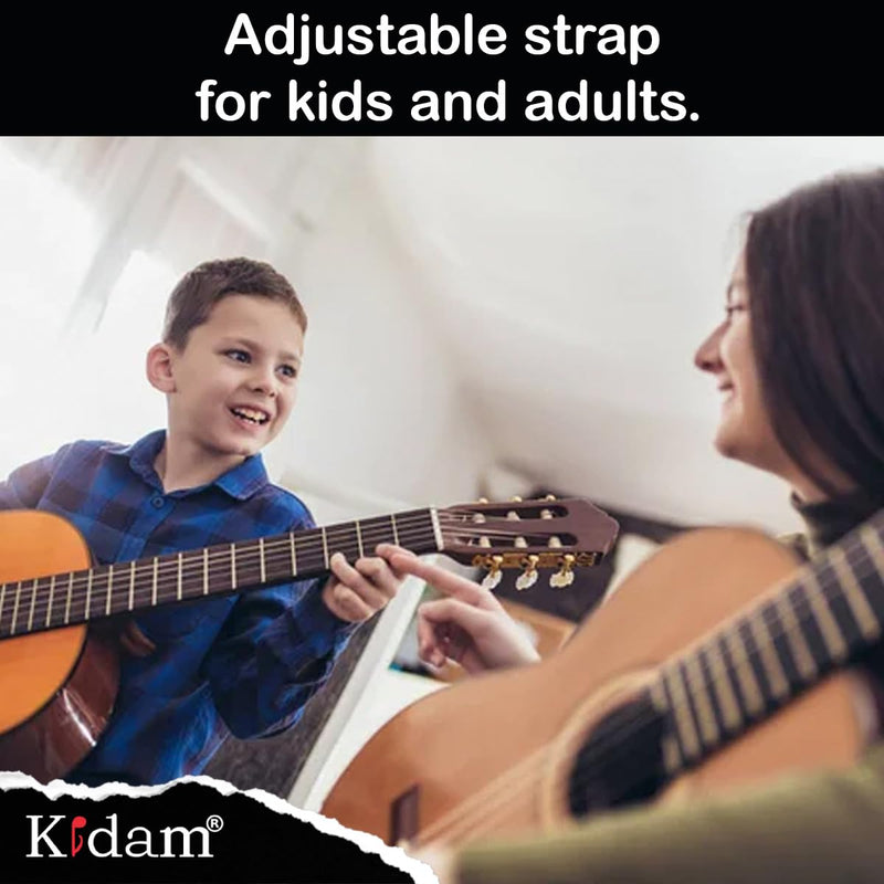 Kidam Jute Guitar Strap, Natural Fiber Adjustable Strap with Leather Ends for Acoustic, Bass & Electric Guitars Black