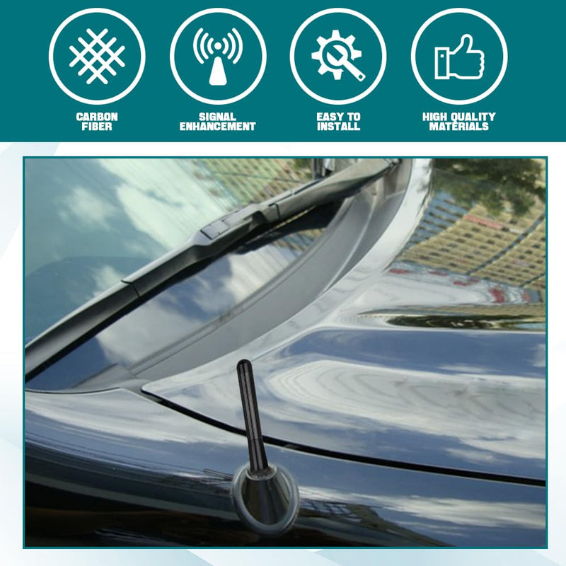 Car Short Antenna, 3.14" Car Stubby Antenna, Carbon Fiber Mini Car Antenna with Aluminum Alloy Threading, Car Accessories Universal Car Antenna Replacement for AM/FM Radio Reception (Black) Black 8cm