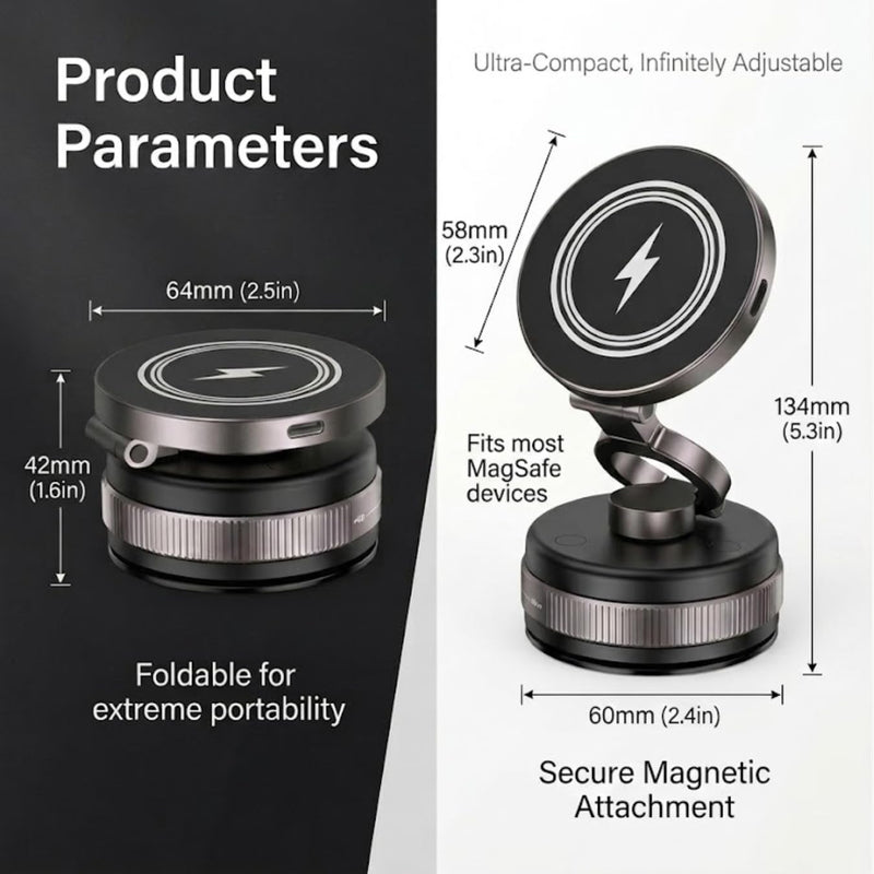 Wireless Charger Phone Holder for Car, 15W Fast Charging, Strong Magnetic Suction, 360° Adjustable Foldable Mount with Strawberry car Paper freshener