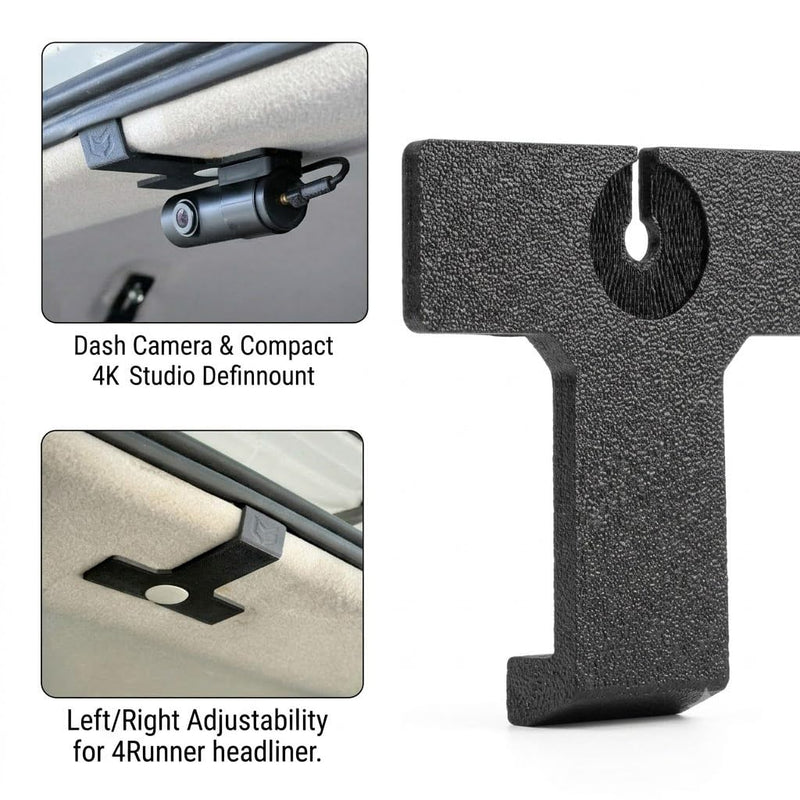 Rear Dash Camera Mount for 4Runner 2010-2024 (5th Gen) – Left/Right Adjustable, Hooks into Headliner, PETG-CF Material