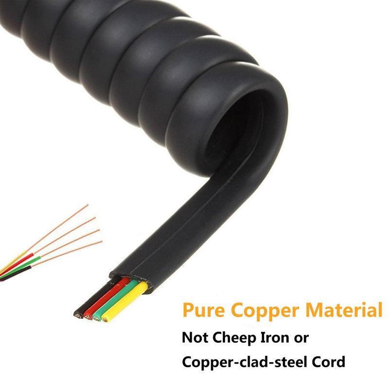 Uvital Telephone Phone Handset Cable Cord, Coiled Length 1.2 to 10 Feet Uncoiled Landline Phone Handset Cable Cord RJ9/RJ10/RJ22 4P4C(Black,2 PCS) 2Pack Telephone Cord