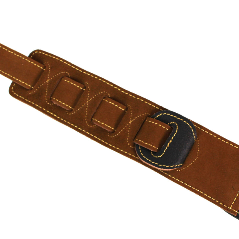 Walker And Williams C-22-DBLK Distressed Black Finish Extra Wide Double Padded Premium Thick Top Grain Leather Guitar Strap For Acoustic, Electric, And Bass Guitars