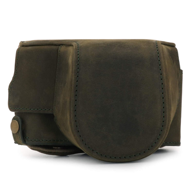 MegaGear MG1698 Ever Ready Genuine Leather Camera Case Compatible with Leica D-Lux 7 - Khaki Green