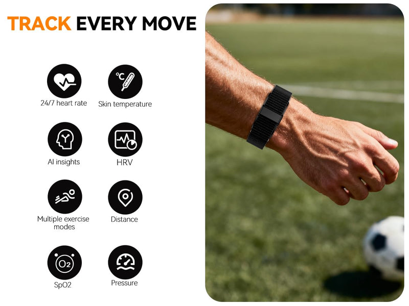 2026 Latest Screenless Fitness Tracker,Smart Bracelet Band | Activity & Sleep Tracking Wearable with App Sync, Lightweight Waterproof Activity Tracker Band for Men and Women dark gray