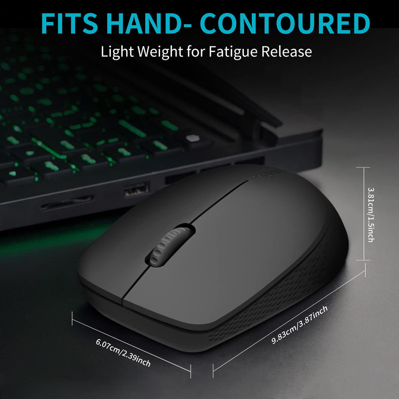 RAPOO Bluetooth 2.4G Wireless Mouse, 2 Bluetooth Channels with 1 USB Receiver Noiseless Mouse, Connect up to 3 Devices, Portable Computer Mice for PC, Tablet, Laptop-Black BLACK