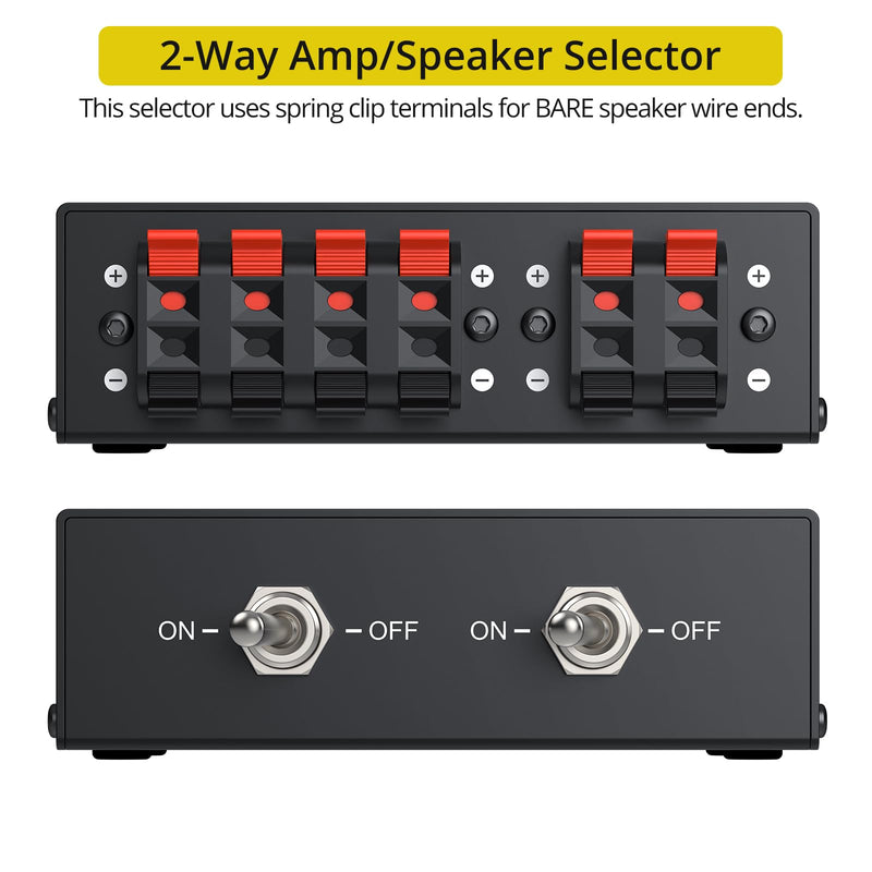 [AUSTRALIA] - PROZOR 2-Zone Speaker Switch Box, 2-Way Amp/Speaker Selector with Independent A/B Control, Passive Stereo Switcher for Amplifier and Receiver, 150W RMS per Channel, Support 4–16Ω Speakers Spring Clip 2 Zone 