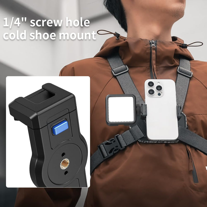 Adjustable Phone Chest Mount Harness Strap Moblie Phone Holder Mount for Recording Bike/Kayak/Fishing/Skateboard POV/VLOG Compatible with iPhone 17/16/15/14/13 Pro Max, Samsung and More