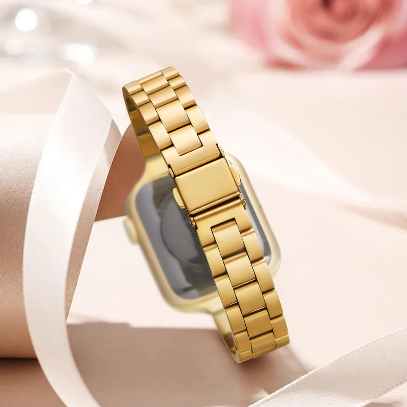 Thin Band Compatible with Apple Watch 42mm 44mm 45mm 49mm, Premium Stainless Steel Metal Replacement Adjustable Wristband Strap for iWatch Ultra SE Series 8/7/6/5/4/3/2/1 Women Men(2 Pack)