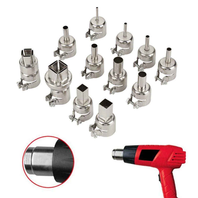 Hot Air Gun Nozzle Heat Nozzle 12pcs Steel Heat Nozzle Set for 850 Hot Air Soldering Station Repair Tool Accessories Heat Soldering Heat Guns