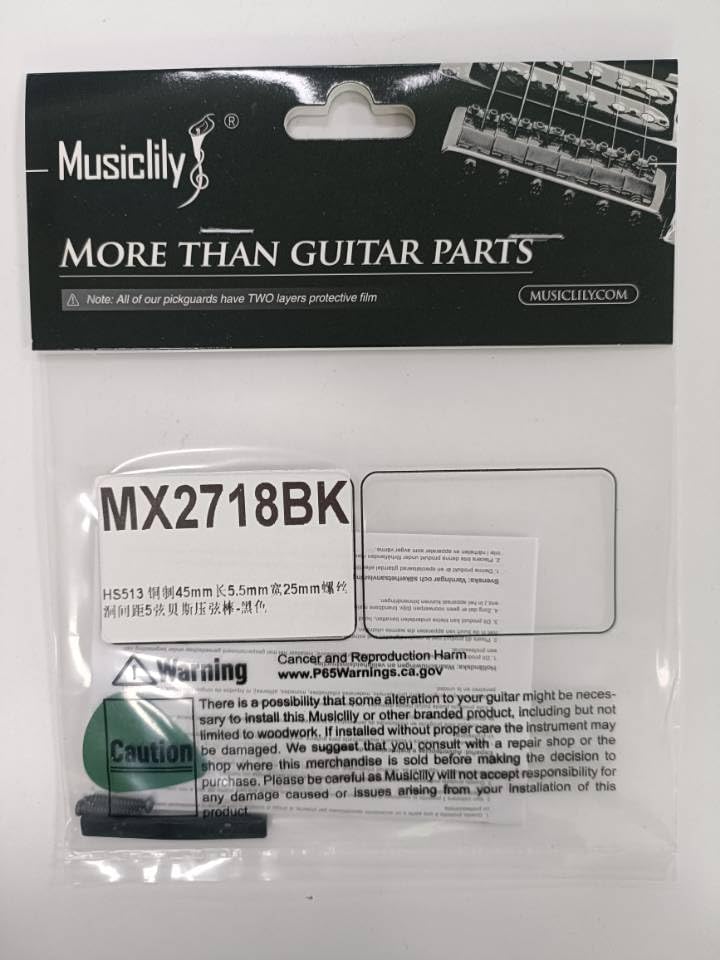 Musiclily Pro 45mm Brass Bass String Retainer Bar for 5-String Electric Bass, Black