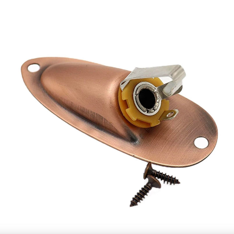 1/4 Guitar Jack Plate Socket Input Jack Socket Plate Output Loaded For Fender Stratocaster Strat (Red Bronze) Red Bronze