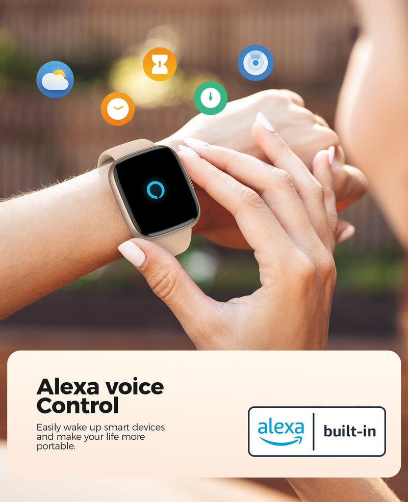 SOUYIE Smart Watches for Women, IP68 Waterproof, Alexa Built-in, 1.83" HD Customizable Display, Heart Rate, Blood Oxygen, Sleep, Weather Updates, Fitness Tracker for Android & iOS, Glod