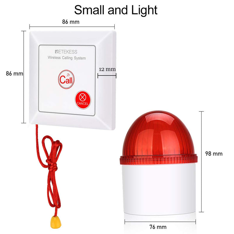 [AUSTRALIA] - Retekess TH103 Caregiver Pager System,Wireless Strobe Siren,3-Level Volume Control,Pull Rope Waterproof Call Button for Home Safety,Seniors,Elderly 1 Call Button and 1 Receiver 