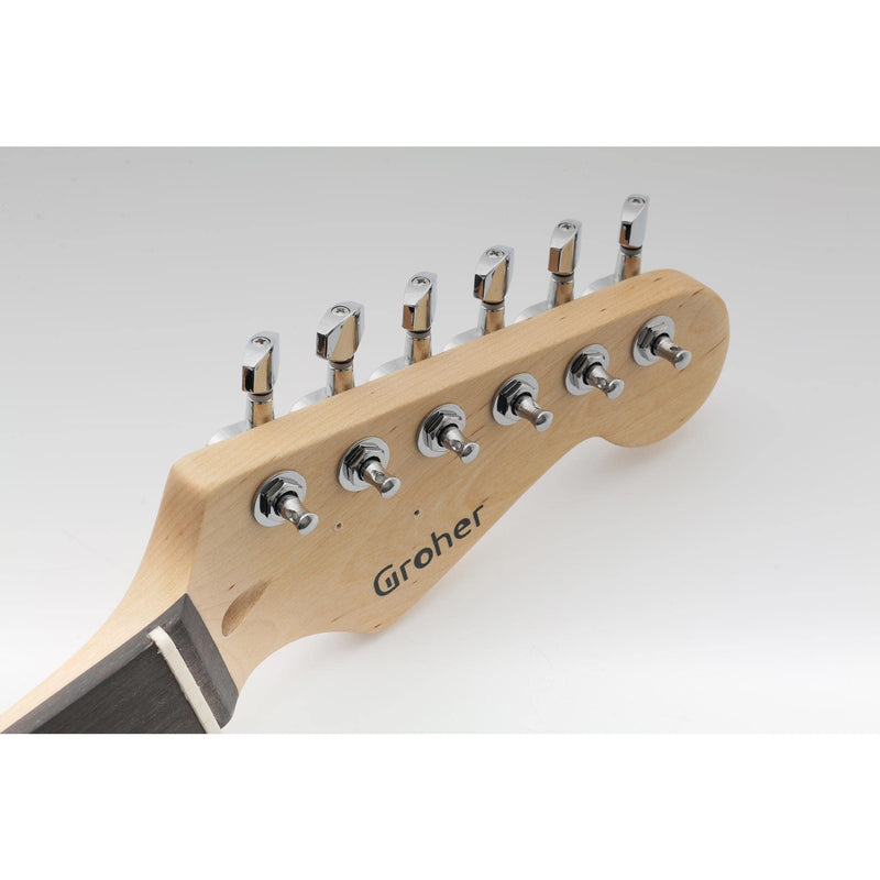 Musiclily 6-in-line Sealed Electric Guitar String Tuning Pegs Keys Machine Head Tuners Set Right Hand for Fender Stratocaster Telecaster Guitar, Chrome Small Button Chrome