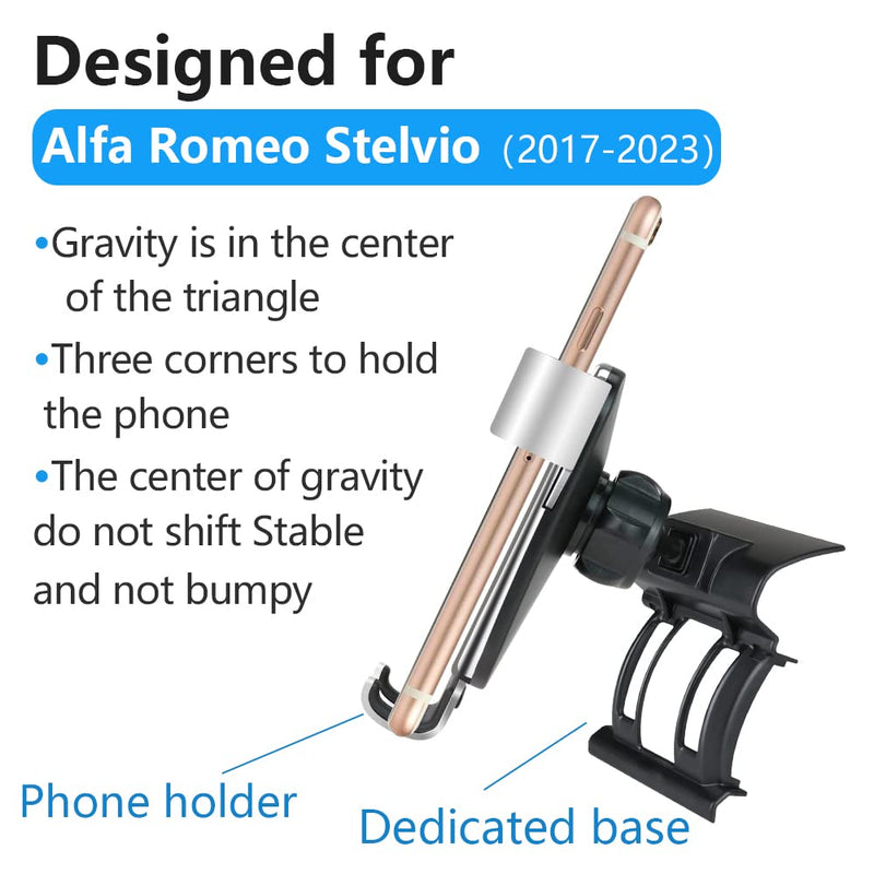 Car Phone Holder for Alfa Romeo Stelvio 2018 2019 2020 2021 2022 2023 2024 2025 2026 Auto Interior Accessories Best Cell Phones Mount Cellphone Mobile Cradle Charging Navigation Screen Stand for Alfa Romeo Stelvio 2018-2026
